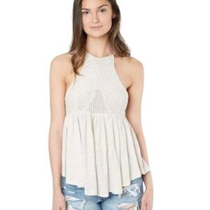 Free People Road Trip Crochet Tank Top Halter Size S Cream Festival Boho EUC